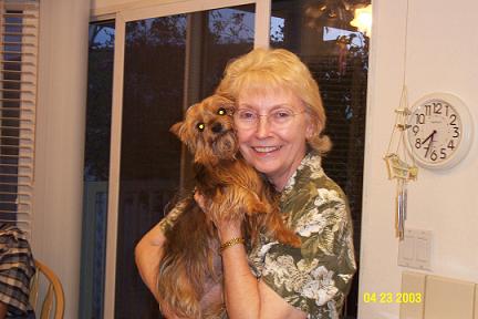 Don's mom, Mary, with her dog Tasha.