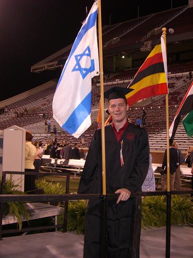 Jeff and the Israeli flag in honor of Amanda