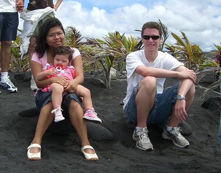 Abby, Hailey, and Robert on the 990 lava flow in Hawaii.